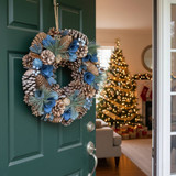 34cm Christmas Pinecone Wreath w/ Jute Hanger Decoration 34cm Christmas Pinecone Wreath w/ Jute Hanger Decoration