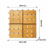 Acacia Wood Interlocking Decking Tiles 30x30cm