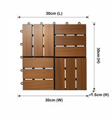 Acacia Wood Interlocking Decking Tiles 30x30cm