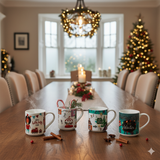 Set of Christmas Porcelain Coffee Mugs 265ml