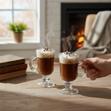 230ml Pasabahce Footed Glass Coffee Mugs Drink Cups Set