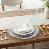 Clear Flower Charger Plates Gold Silver 6/12 Set