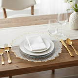 Clear Flower Charger Plates Gold Silver 6/12 Set