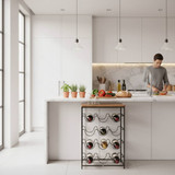 Iron & Wood 12 Bottle Wine Rack Stand