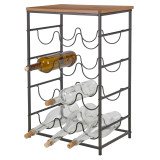 Iron & Wood 12 Bottle Wine Rack Stand