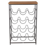 Iron & Wood 12 Bottle Wine Rack Stand