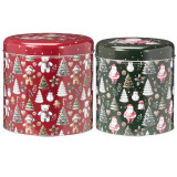2 Round Christmas Nesting Storage Tins