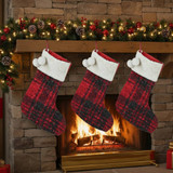 Red Black Tartan Sequin Christmas Stocking