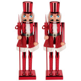 60cm Red Metallic Nutcracker Soldier King
