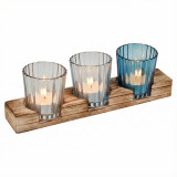 3 Coloured Glass Tea Light Holders