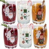 6 Christmas Character Glass Tumblers 250ml