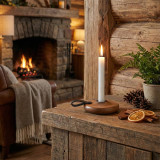 Rustic Wooden Candle Holder With Handle