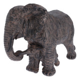 28cm  Elephant & Baby Resin Sculpture