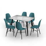 120cm Soho Dining Table and Chairs w/ Black Metal Legs Set