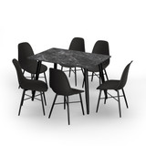 120cm Soho Dining Table and Chairs w/ Black Metal Legs Set