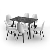 120cm Soho Dining Table and Chairs w/ Black Metal Legs Set