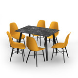 120cm Soho Dining Table and Chairs w/ Black Metal Legs Set
