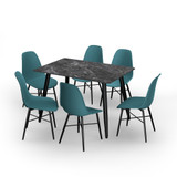 120cm Soho Dining Table and Chairs w/ Black Metal Legs Set