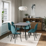 120cm Soho Dining Table and Chairs w/ Black Metal Legs Set