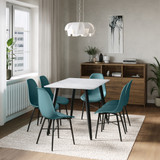 120cm Soho Dining Table and Chairs w/ Black Metal Legs Set