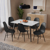 120cm Soho Dining Table and Chairs w/ Black Metal Legs Set