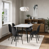 120cm Soho Dining Table and Chairs w/ Black Metal Legs Set
