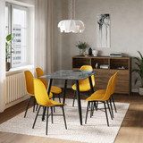120cm Soho Dining Table and Chairs w/ Black Metal Legs Set