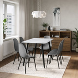 120cm Soho Dining Table and Chairs w/ Black Metal Legs Set