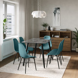120cm Soho Dining Table and Chairs w/ Black Metal Legs Set