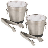 Stainless Steel Ice Bucket And Tongs Set