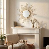 3 Gold Metal Sunburst Wall Mirrors 25cm