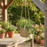 3 Bamboo Hanging Planter Baskets Jute Rope