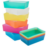 6 Coloured Plastic Storage Baskets