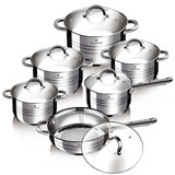 Blaumann 12Pc Silver Stainless Steel Cookware Set