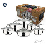 Blaumann 12Pc Silver Stainless Steel Cookware Set