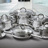 Blaumann 12Pc Silver Stainless Steel Cookware Set