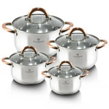 Blaumann 8Pc Gourmet Stainless Steel Cookware Set With Rose Gold Handle