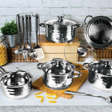 Blauman Gourmet 17 Pc Stainless Steel Cookware Set
