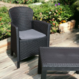 3 Pc Black Plastic Garden Table Chair Set