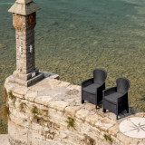 3 Pc Black Plastic Garden Table Chair Set