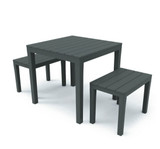 Plastic Square Dining Garden Table with 2 Benches