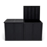 XXL 750L Garden Storage Box, Black - 155x66x80 cm, Double Lid, Weatherproof