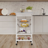 4 Tier White Rolling Serving Trolley Cart