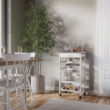 4 Tier White Rolling Serving Trolley Cart