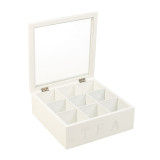 Wooden MDF Tea Box 9 Section Clear Lid