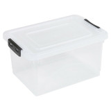 Set Of 4 Plastic White Storage Boxes Clip Lid