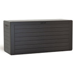 280L Wood Design Garden Storage Box Plastic Chest Lid