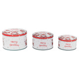 Set of 3 Round Shape Merry Christmas Cookie Tin Set