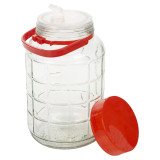 8L Large Glass Preserving Jar With Red Lid & Handle