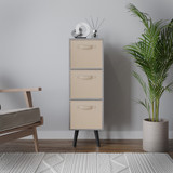 Cedar Grey 3-Tier 3-Drawer Cube Shelving Unit with Scandinavian Legs